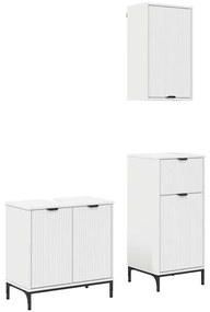 vidaXL Σετ Επίπλων Μπάνιου με συρτάρι 3 pcs Λευκό 39.5 x 36 x 88 εκ