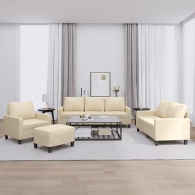 vidaXL Πολυθρόνες Σετ 4 Τεμαχίων Κρεμ από Ύφασμα με Μαξιλάρια