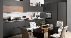 Intrahome Σύνθεση Έπιπλο Κουζίνας ΑΝΘΡΑΚΙ 02-5322111 χρώματος βακελιτης Kαπλαμάς με blum μεντεσεδες και συρτάρια 10 ΜΕΤΡΑ ΤΡΕΧΟΝ 02-5322111