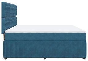 vidaXL Κρεβάτι Boxspring με Στρώμα Σκούρο Μπλε 180x200 εκ. Βελούδινο
