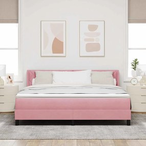vidaXL Κρεβάτι με ελατήρια με κεφαλάρι Ροζ 200 x 180 cm Βελούδο