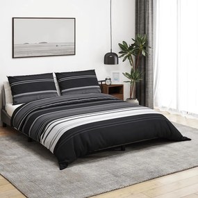 VidaXL 155 x 220 εκ. + 80 x 80 εκ. 100% Βαμβάκι Μαύρες Ρίγες