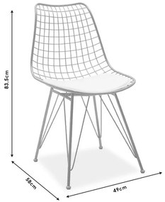 Καρέκλα Taj μέταλλο χρυσό-μαξιλάρι PVC λευκό 49x58x88.5 εκ.