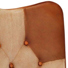 vidaXL Πολυθρόνα Καφέ και Κρεμ από Γνήσιο Δέρμα