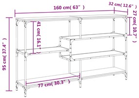 Τραπέζι Κονσόλα Μαύρο 160x32x95 εκ. Επεξεργασμένο Ξύλο - Μαύρο