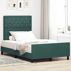 vidaXL Σκελετός Κρεβατιού Σκούρο πράσινο 120 x 190 cm Βελούδο