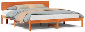 vidaXL Κρεβάτι με Κεφαλάρι Καφέ 180x200 εκ Συμπαγές ξύλο πεύκου