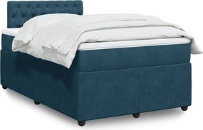 vidaXL Κρεβάτι Boxspring με Στρώμα Μπλε 120x200 εκ. Βελούδινο