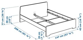ASKVOLL σκελετός κρεβατιού, 140X200 cm 894.948.71