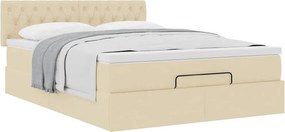 vidaXL Οθωμανικό κρεβάτι με στρώμα Cream 140x200cm ύφασμα