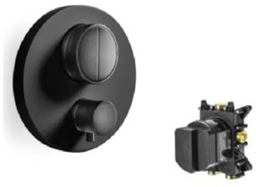 Almar Thermo-Core Push Black matt Θερμοστατικός μίκτης εντοιχισμού 2 εξόδων+κιτ εντοιχισμού