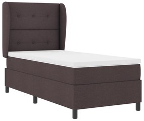 vidaXL Κρεβάτι με Στρώμα Στήριξης Σκούρο Καφέ 90x200 εκ. Υφάσματος