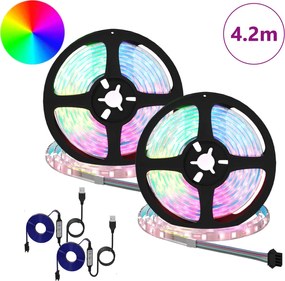 vidaXL Λωρίδα LED 2 pcs Μαύρο και Διαφανές 210 x 0,8 x 0,3 εκ.