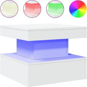 vidaXL Τραπεζάκι Σαλονιού με LED Λευκό 50 x 50 x 40 εκ.