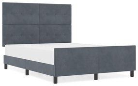 vidaXL Κρεβάτι Σκελετός Σκούρο Γκρι 140x200 εκ Βελούδο