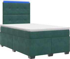vidaXL Κρεβάτι box spring με στρώμα Σκούρο Πράσινο 120 x 200 cm