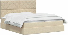 vidaXL Κρεβάτι Αποθήκης με κεφαλάρι Κρεμ 200 x 200 cm Ύφασμα