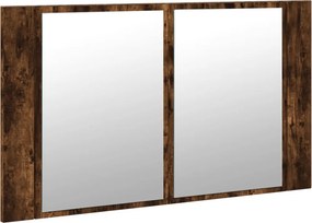 vidaXL Ντουλάπι Μπάνιου με Καθρέφτη/Φώτα LED Δρυς 80x12x45εκ Ακρυλικό