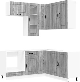 vidaXL Μονάδα κουζίνας KALMAR 8 pcs Γκρι Sonoma Επεξεργασμένο Ξύλο