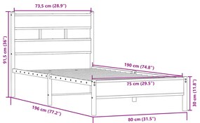 ΠΛΑΙΣΙΟ ΚΡΕΒΑΤΙΟΥ ΧΩΡ. ΣΤΡΩΜΑ SONOMA ΔΡΥΣ 75X190ΕΚ ΕΠΕΞ. ΞΥΛΟ 4017244