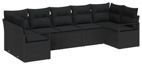 vidaXL Σετ Καναπέ Κήπου 7 pcs Μαύρο Πολυ ράταν