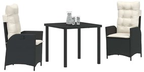 vidaXL Σέτ φαγητού για κήπο 3 pcs Μαύρο συνθετικό ρατάν