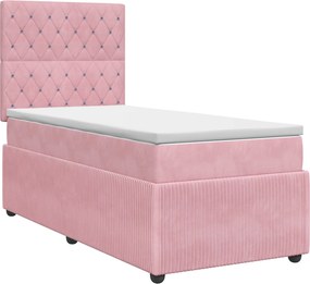 vidaXL Κρεβάτι box spring με στρώμα Ροζ 80 x 200 cm Βελούδο
