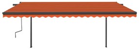 vidaXL Τέντα Συρόμενη Χειροκίνητη με Στύλους Πορτοκαλί / Καφέ 5x3 μ.