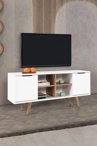 Έπιπλο Τηλεόρασης Λευκό / Καρυδί PORA 130x35x18
