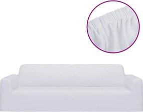 vidaXL Κάλυμμα 3θέσιου Καναπέ Ελαστικό Λευκό από Πολυεστερικό Ζέρσεϊ