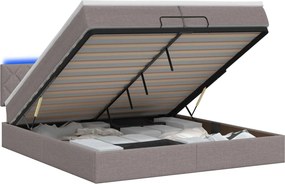 vidaXL Κρεβάτι Ottoman με Στρώμα και LED Taupe 200 x 200 cm Ύφασμα