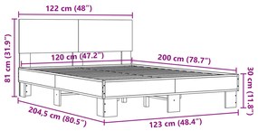 ΠΛΑΙΣΙΟ ΚΡΕΒΑΤΙΟΥ ΓΚΡΙ SONOMA 120X200 ΕΚ. ΕΠΕΞ. ΞΥΛΟ &amp; ΜΕΤΑΛΛΟ 3280200