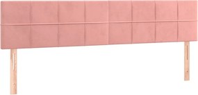 vidaXL Κρεβάτι Boxspring με Στρώμα Ροζ 200x200 εκ. Βελούδινο