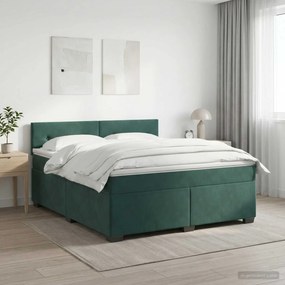 vidaXL Κρεβάτι box spring με στρώμα Σκούρο Πράσινο 140 x 190 cm