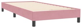 vidaXL Κρεβάτι Boxspring με Στρώμα &amp; LED Ροζ 90x220 εκ. Βελούδινο
