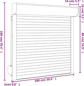 vidaXL Ρολό εισόδου Ανθρακί 100 x 100 cm Αλουμίνιο και Πολυουρεθάνη