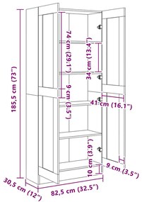 Βιβλιοθήκη Μαύρη 82,5 x 30,5 x 185,5 εκ. Επεξ. Ξύλο 802733