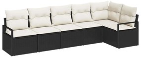 vidaXL Σετ Καναπέ 6 pcs Μαύρο συνθετικό ρατάν