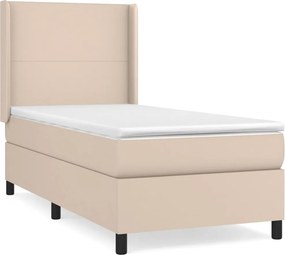 vidaXL Κρεβάτι Boxspring με Στρώμα Καπουτσίνο 100x200εκ.από Συνθ.Δέρμα