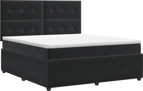 vidaXL Κρεβάτι box spring με στρώμα Μαύρο 140 x 200 cm Βελούδο