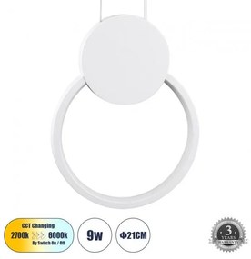 Κρεμαστό Φωτιστικό Οροφής LED 9W 1080lm CYCLOS Globostar 61074 Λευκό
