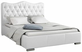 Κρεβάτι Baltimore 141, Διπλό, Άσπρο, Οικολογικό δέρμα, Τάβλες για Κρεβάτι, 160x218x100cm, 125 kg | Epipla1.gr