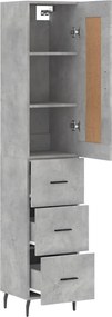vidaXL Ντουλάπι Γκρι Σκυροδέματος 34,5x34x180 εκ. Επεξεργασμένο Ξύλο
