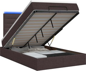 vidaXL Κρεβάτι Ottoman με Στρώμα και LED Σκούρο Καφέ 120 x 200 cm