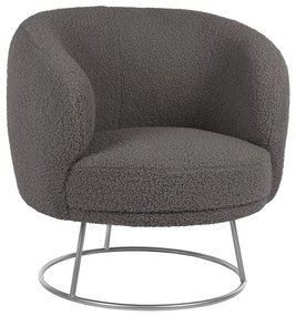 ARMCHAIR ARIEN  BOUCLE FABRIC IN GREY-SILVER METAL BASE 78x75x84Hcm.