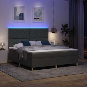 vidaXL Κρεβάτι με ελατήρια με στρώμα Σκούρο γκρι 180 x 200 cm ύφασμα