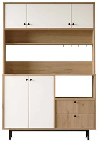 Ντουλάπι Κουζίνας 956LCS3562 120x35,5x180cm Oak-White Μοριοσανίδα, Μέταλλο