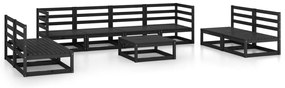 vidaXL Σαλόνι Κήπου Σετ 9 Τεμαχίων Μαύρο από Μασίφ Ξύλο Πεύκου