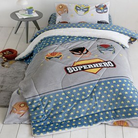 Κουβερτοπάπλωμα Παιδικό Superheroes Grey-Blue Nima Μονό 160x220cm Πολυέστερ