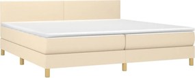vidaXL Κρεβάτι Boxspring με Στρώμα &amp; LED Κρεμ 200x200 εκ. Υφασμάτινο